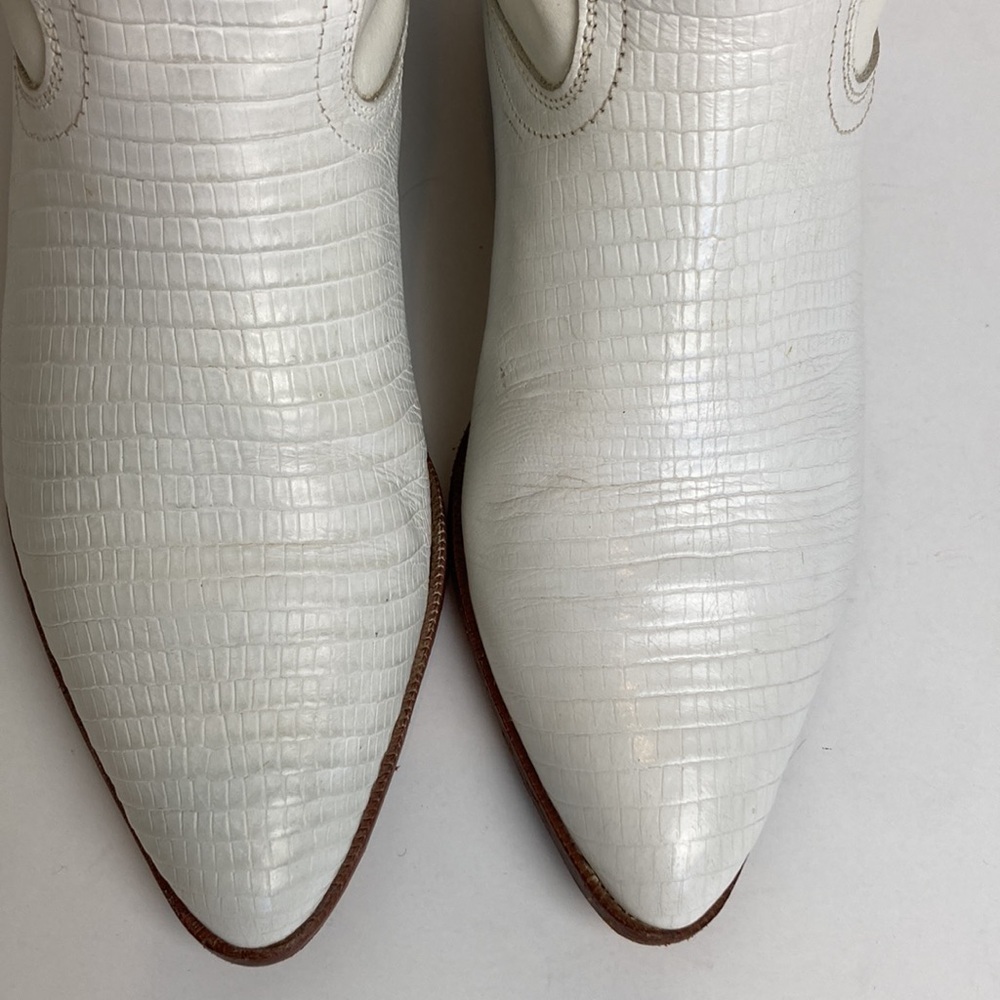 Vintage Brass Plum White Genuine Leather Cowboy Boots 6.5 Rodeo 80’s Rockabilly - Picture 8 of 16